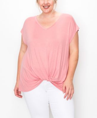 Style Co Womens Vneck Twistfront Top Pink Size Large 2 main image 0
