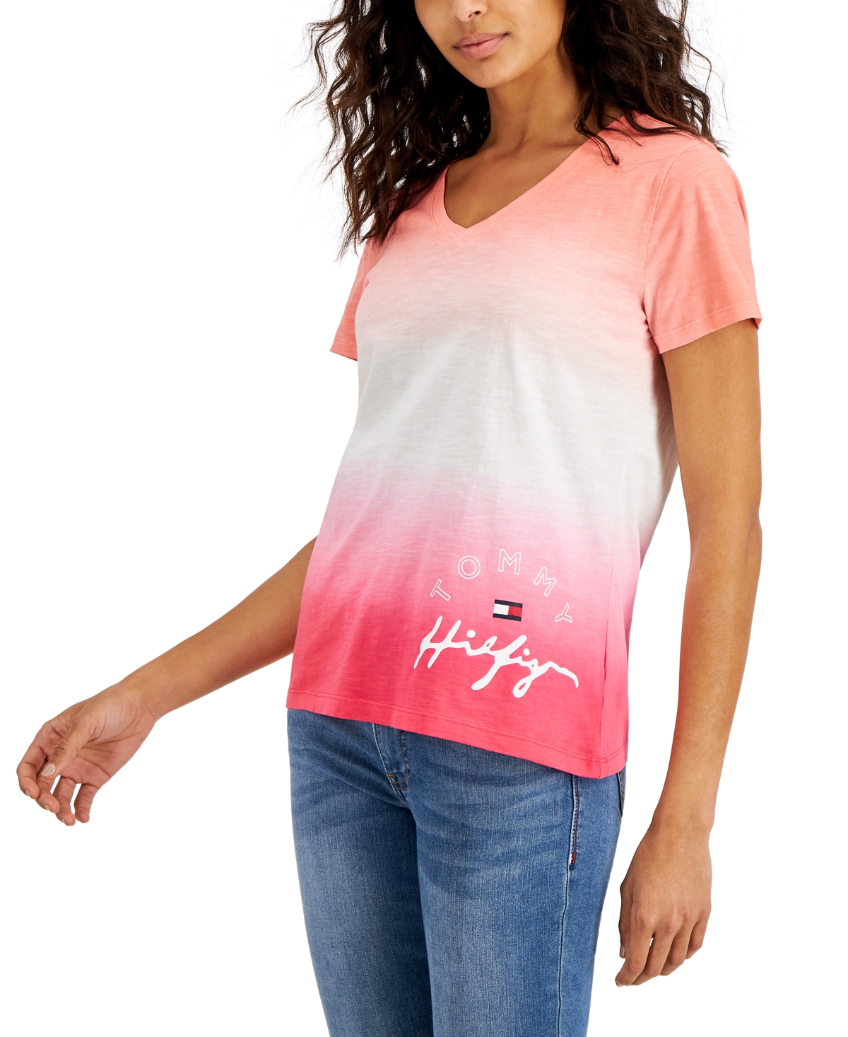 Tommy Hilfiger Women's Cotton Dip-Dyed T-Shirt