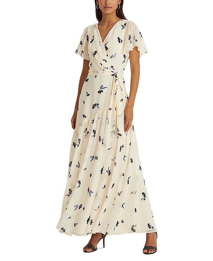 Lauren Ralph Lauren Floral Crinkled Georgette Gown & Reviews - Dresses -  Women - Macy's