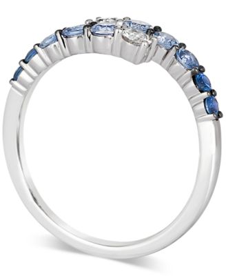 Denim Ombr&eacute; (5/8 ct. t.w.) & White Sapphire (1/5 ct. t.w.) Bypass Statement Ring in 14k White Gold