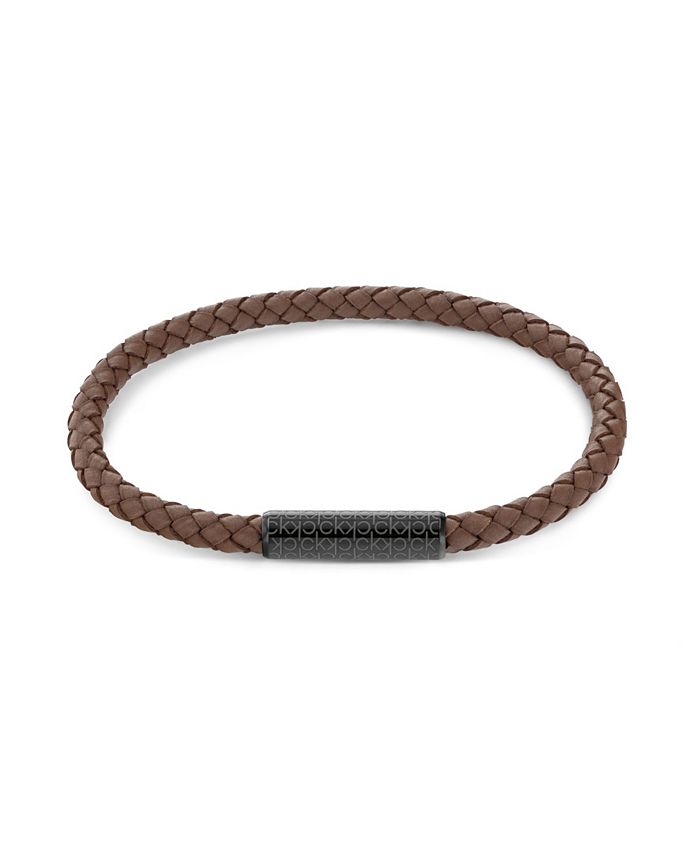 Calvin Klein Men's Tan Leather Bracelet Macy's