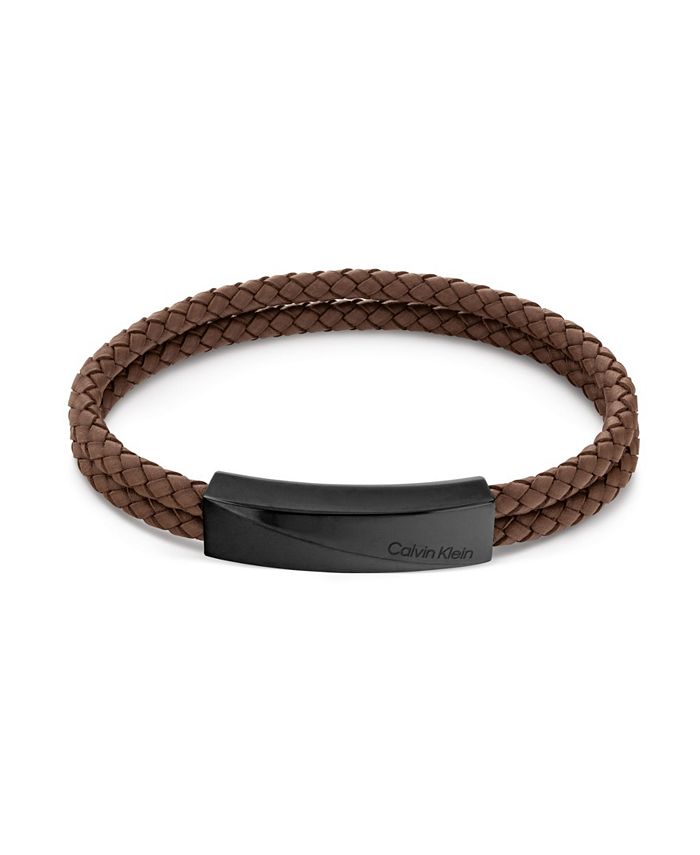 Calvin Klein Men's Tan Leather Bracelet Macy's