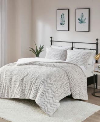 Adelyn Faux Fur 3-Pc. Duvet Cover Set, Full/Queen