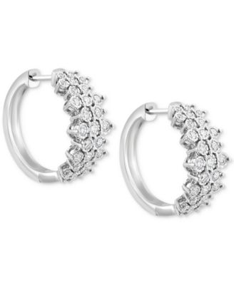 EFFY&reg; Diamond Cluster Hoop Earrings (1 ct. t.w.) in 14k White Gold (Also available in in 14k Two-Tone Gold)