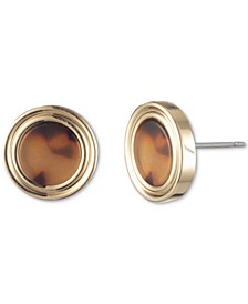 Gold-Tone Tortoise-Look Disc Stud Earrings