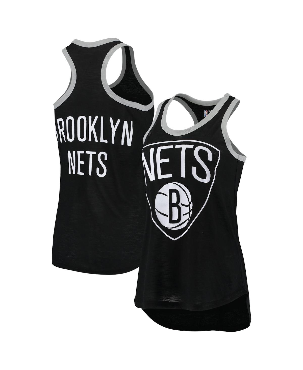 Women's Black Brooklyn Nets Showdown Burnout Tank Top - Black