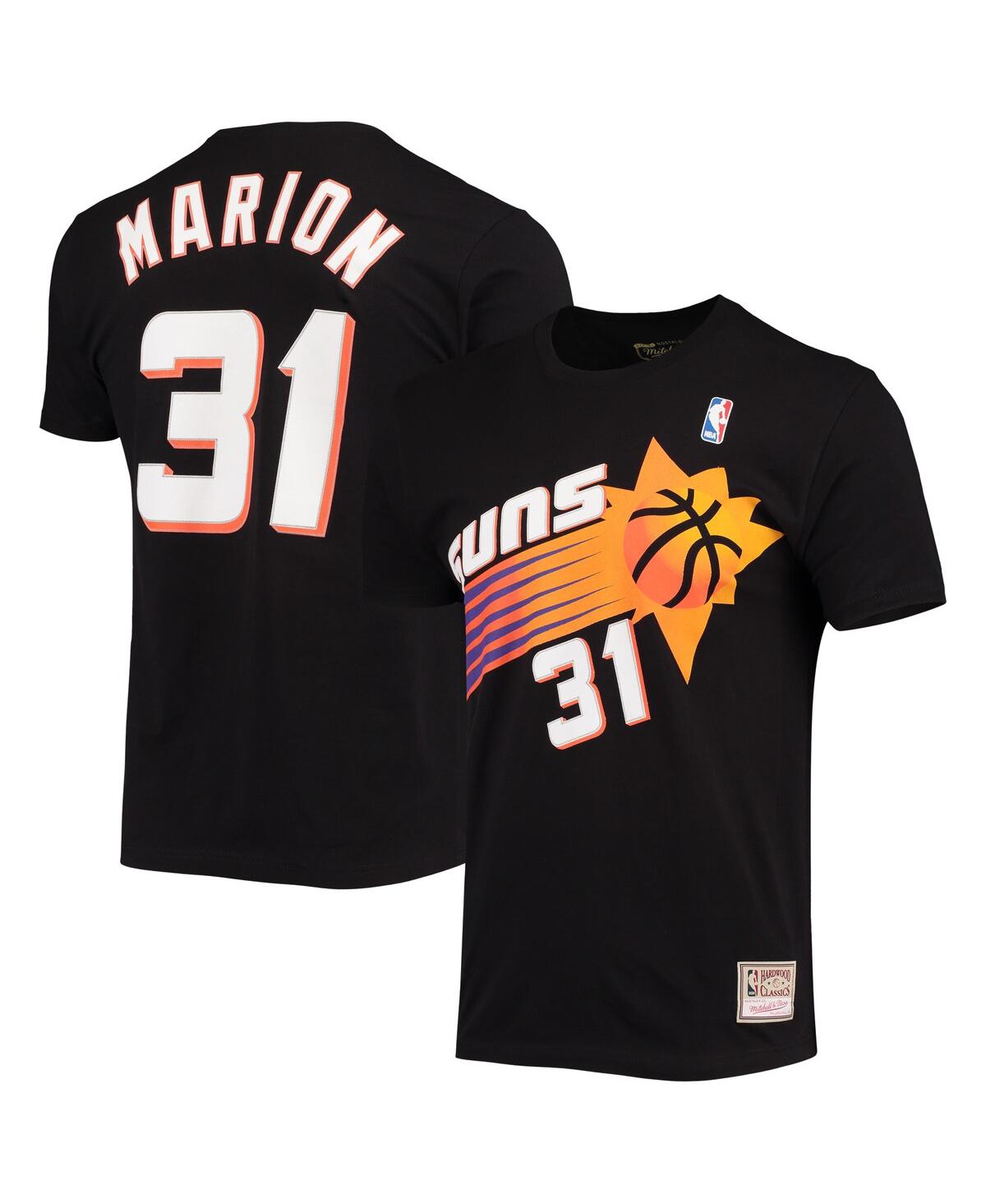 Men's Shawn MarionPhoenix Suns Hardwood Classics Stitch Name and Number T-shirt - Black