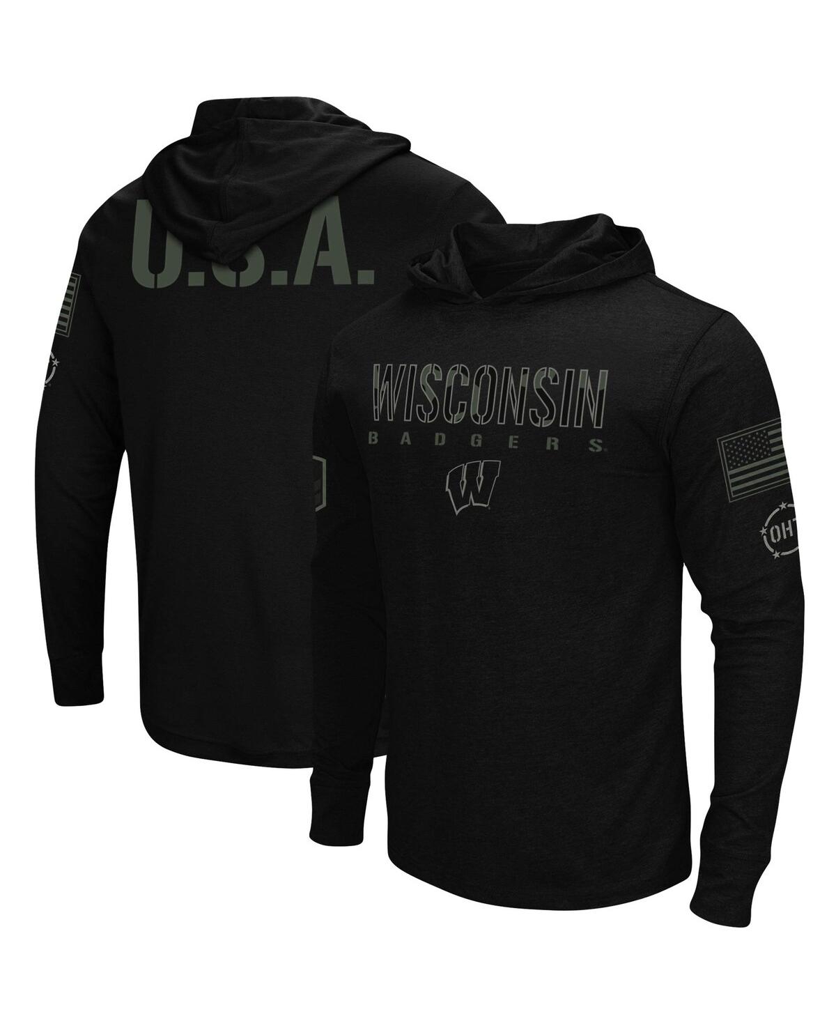 Men'sWisconsin Badgers Oht Military-Inspired Appreciation Hoodie Long Sleeve T-shirt - Black