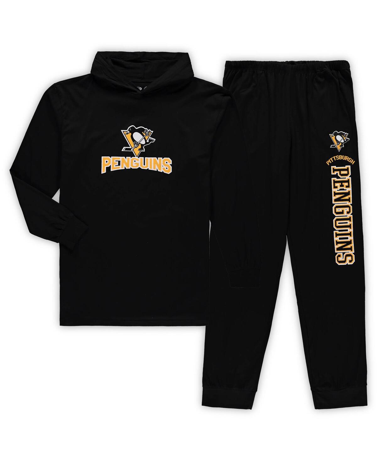 Shop Concepts Sport Men's Black Pittsburg Penguins Big And Tall Pullover Hoodie And Joggers Sleep Set
