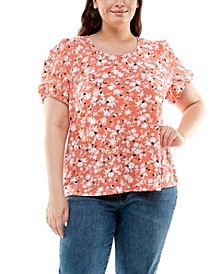 Plus Size Short Lace Sleeve with Tie Back T-shirt