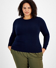 Plus Size Cashmere Wool Blend Crewneck Sweater, Created for Macy's