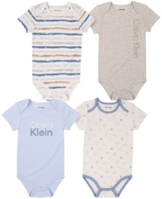 Calvin Klein Baby Boys Logo and Patterned Bodysuits, Pack of 4 - Macy's