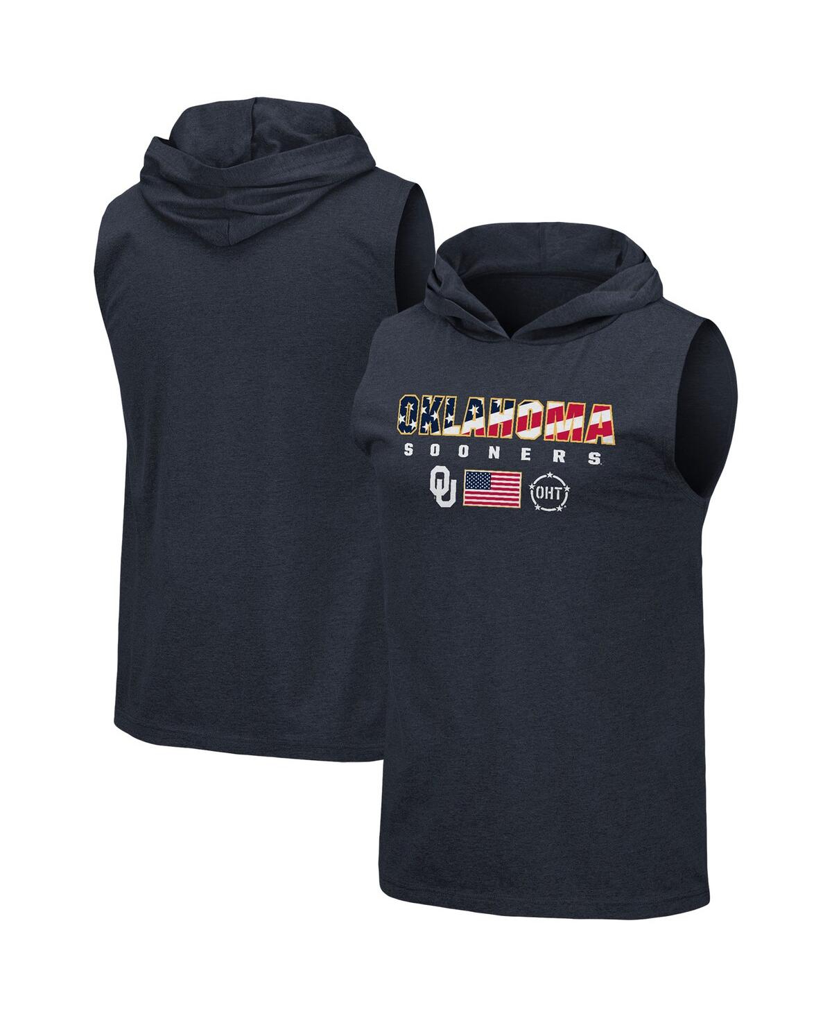 Men's Colosseum Navy Oklahoma Sooners Oht Military-Inspired Appreciation Americana Hoodie Sleeveless T-shirt - Navy