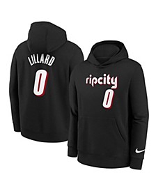 Youth Boys Damian Lillard Black Portland Trail Blazers 2021/22 City Edition Name and Number Pullover Hoodie