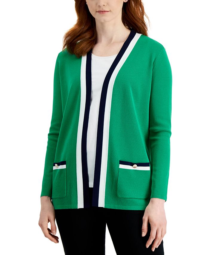 Anne Klein Malibu Striped Trim Cardigan Macy s