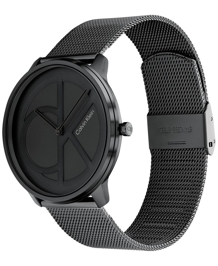Calvin Klein Black Stainless Steel Mesh Bracelet Watch 40mm - Macy's