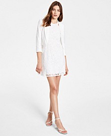 Lace Open-Front Cropped Blazer & Double-Strap Lace Dress, Created for Macy's