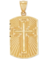 Cross & Prayer Reversible Dog Tag Pendant in 10k Gold - Gold