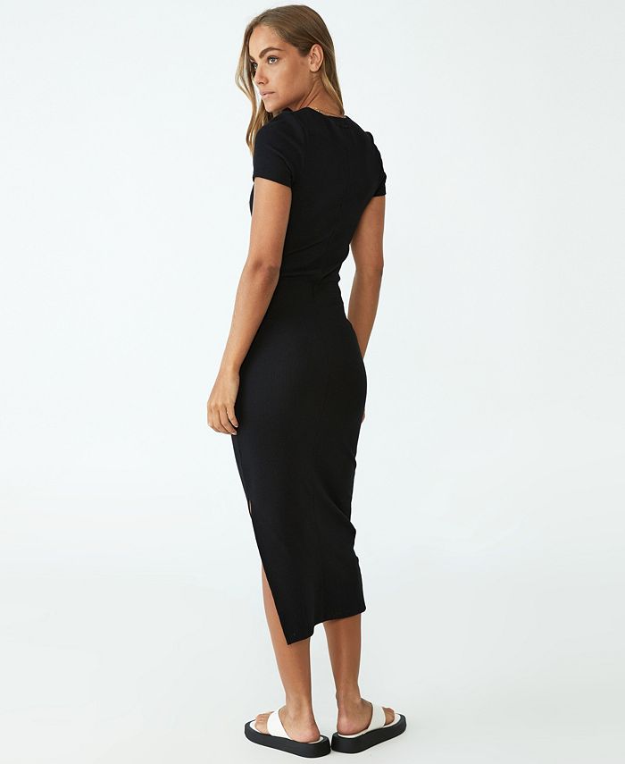 COTTON ON Women's Rib Short Sleeve Split Midi Dress - Macy's