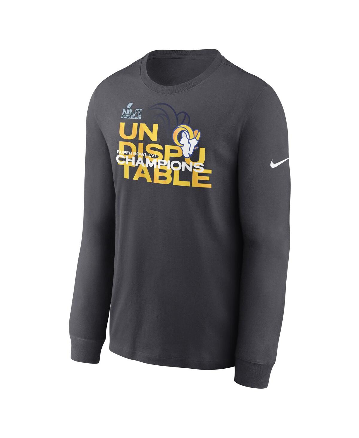 Men's NikeLos Angeles Rams Super Bowl Lvi Champions Slogan Long Sleeve T-shirt - Anthracite
