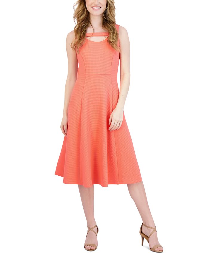Sandra Darren Textured Keyhole Fit Flare Dress Macy s