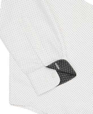Men's Regular Fit Dot Print Wrinkle Free Performance Dress Shirt
