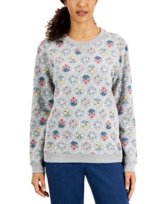 Karen Scott - Women's Desi Printed Fleece Top