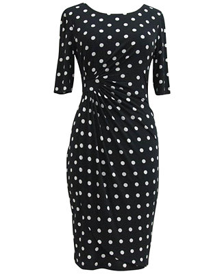 Connected Dot-Print Sheath Dress - Macy's