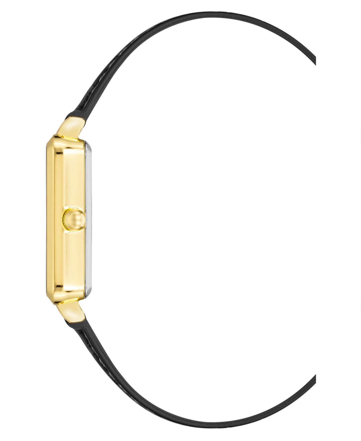 Женские часы Anne Klein Watch in Black Faux Leather with Gold-Tone Lugs, 24x36.3mm — фото 2