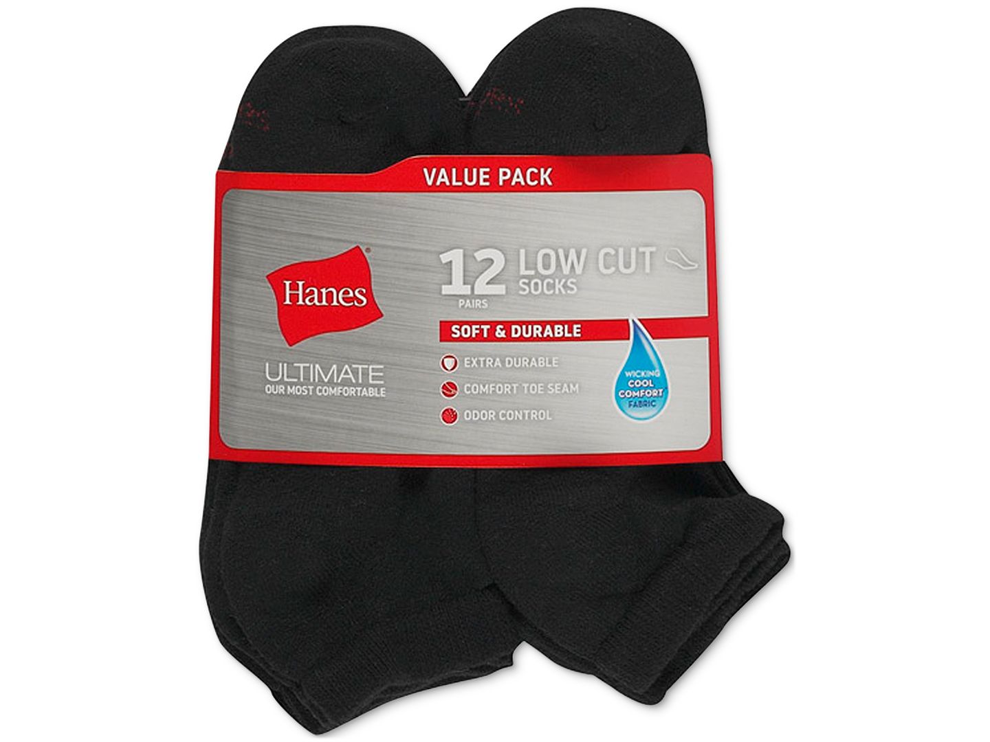 Носки для мужчин, низкие, 12 шт. — Hanes, цвет: Чёрный — фото 2