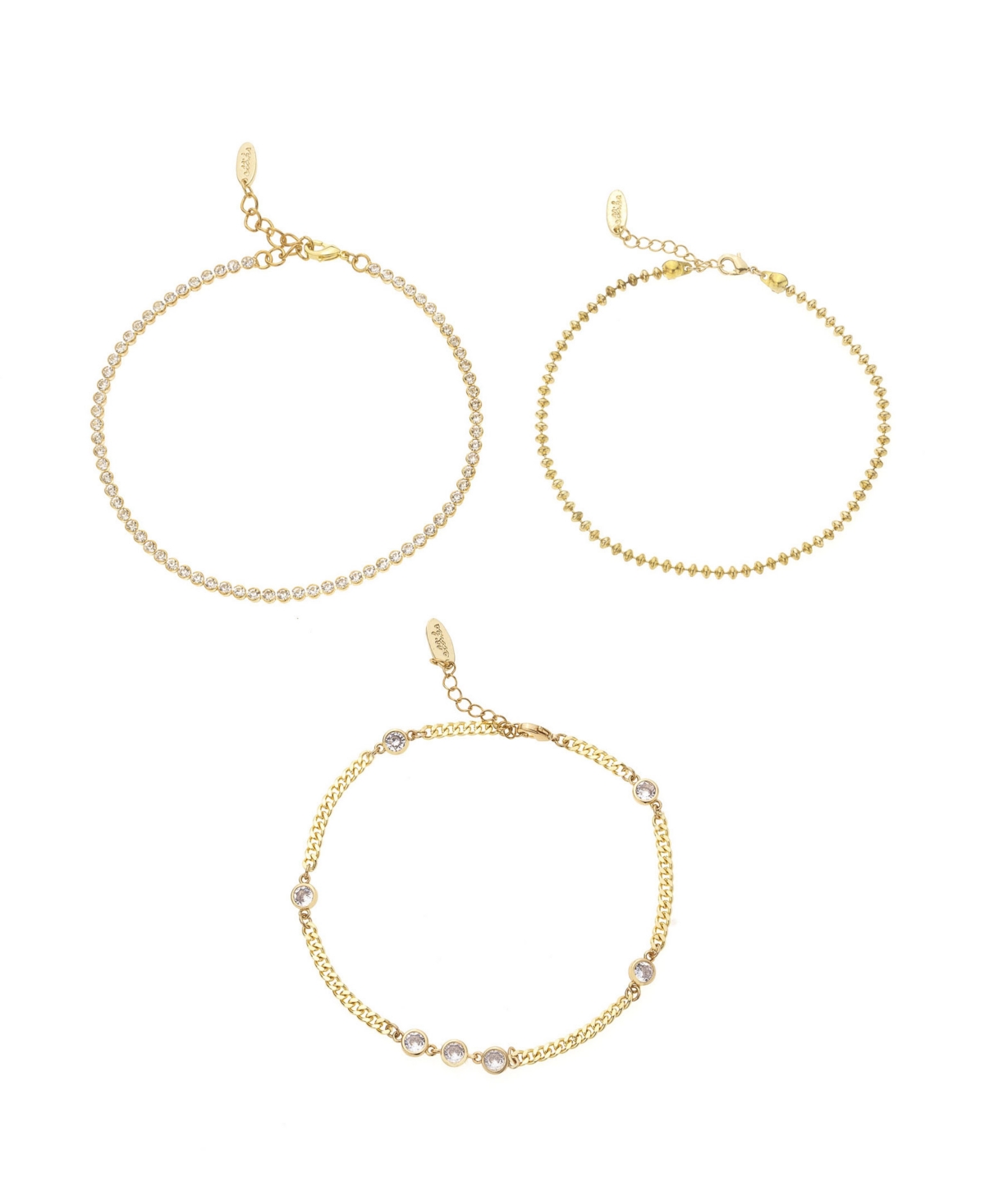 Dainty 18K Gold Plated Chain Anklet Set - Gold-Tone