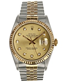 Men's Swiss Automatic DateJust Jubilee Diamond (1/6 ct. t.w.) 18k Gold & Stainless Steel Bracelet Watch 36mm