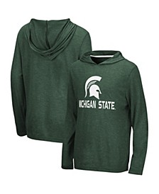 Youth Boys Heathered Green Michigan State Spartans Team Lockup Long Sleeve Hoodie T-shirt