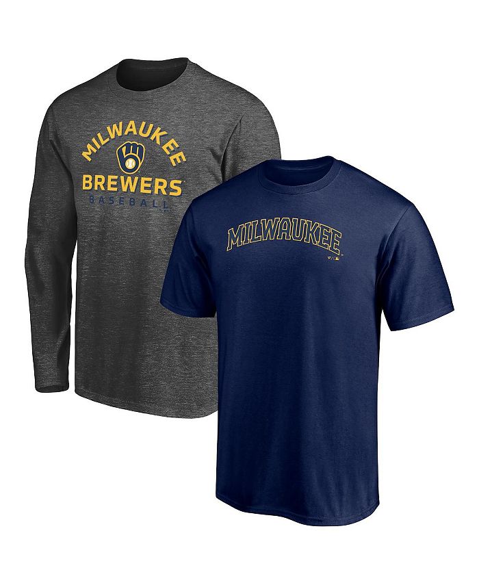 Men's Milwaukee Brewers Fanatics Branded Navy/Gray Player Pack T-Shirt  Combo Set