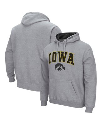 Men's Heathered Gray Iowa Hawkeyes Arch and Logo 3.0 Pullover Hoodie