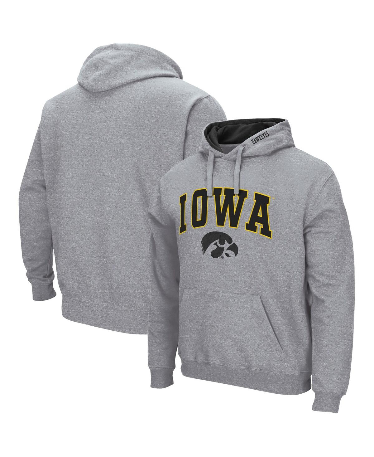 Colosseum Men's Iowa Hawkeyes Arch & Logo 3.0 Pullover Hoodie In Heathered Gray