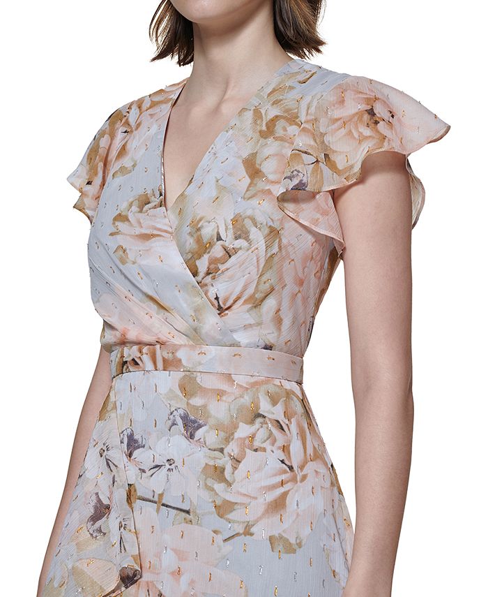 Calvin Klein FlutterSleeve FloralPrint Dress Macy's