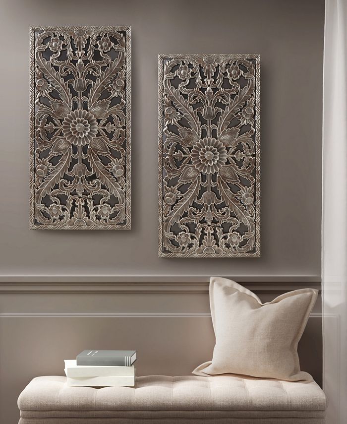 Madison Park Botanical Panel Carved Wall Set, 2 Piece - Macy's