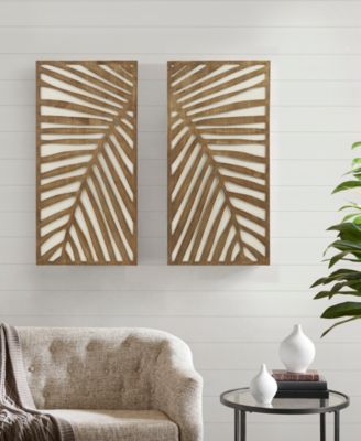 Birch Palms Carved Wall Panel Set, 2 Piece