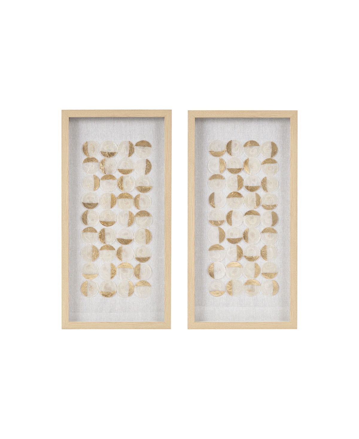 Shop Madison Park Aurelian Emblem Framed Capiz Shadowbox Set, 2 Piece In Natural,gold-tone