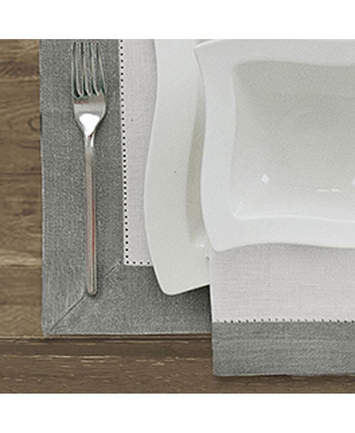 Villeroy & Boch New Wave Metallic Border Linen Placemat, Set of 4, 14