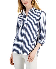 Women's Cotton Printed Button-Front Shirt, Created for Macy's 