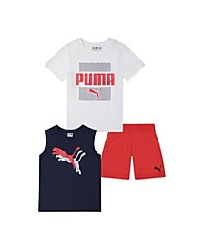 Little Boys Performance Muscle T-shirt, Short Sleeve T-shirt and Shorts Set, 3 Piece