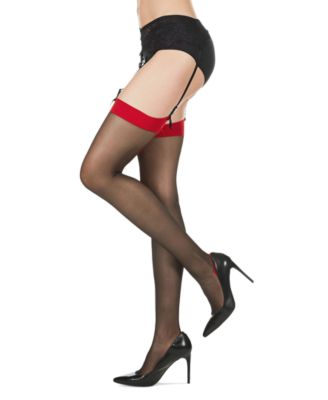 Women's Backseam Sheer Toe Thigh High Stockings