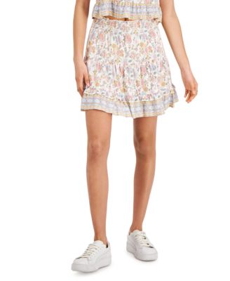 Kingston Grey - Juniors' Floral-Print Skirt