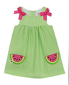 Baby Girls Check Dress with Watermelons Applique