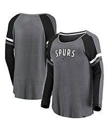 Women's Branded Silver and Black San Antonio Spurs Iconic Flashy Long Sleeve T-shirt