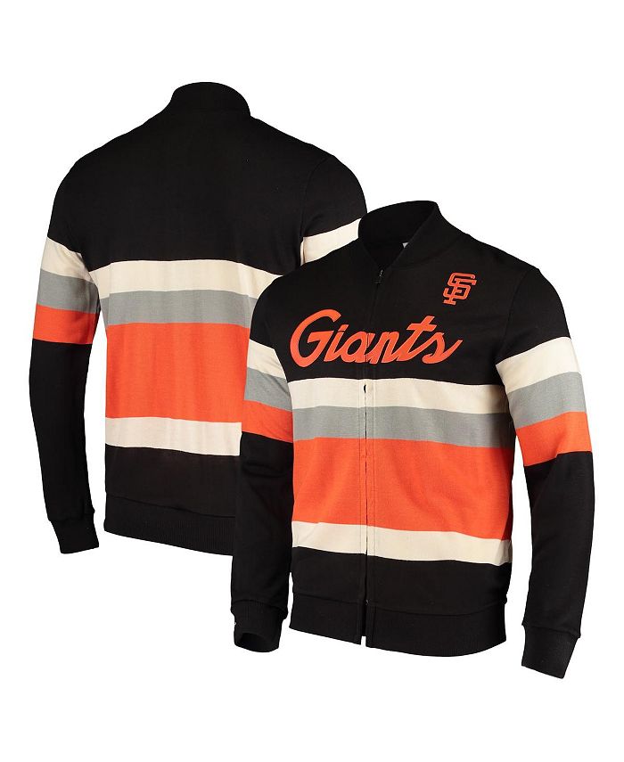 Mitchell & Ness Men's Black San Francisco Giants Front Stripe Full-Zip ...