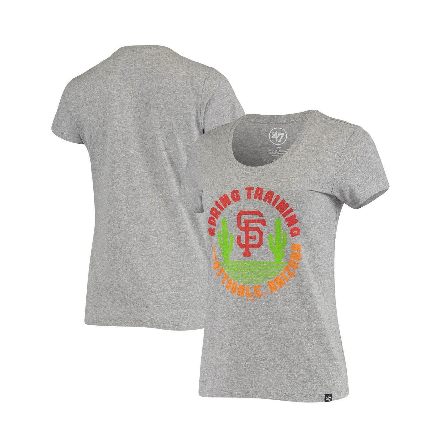 Женская футболка '47 Brand Heathered Gray San Francisco Giants Spring Training Cactus Circle Scoop Neck — фото 1