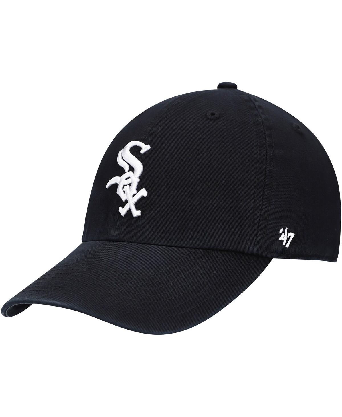 47 Brand Kids' Big Boys ' Black Chicago White Sox Team Logo Clean Up Adjustable Hat